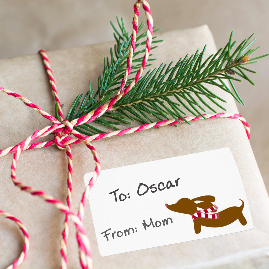 Dachshund Christmas Gift Labels (18 per sheet), The Smoothe Store