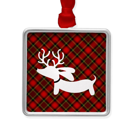 Plaid Reindeer Dachshund Christmas Tree Ornament, The Smoothe Store