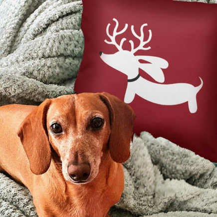 Reindeer Dachshund Holiday Accent Pillow, The Smoothe Store