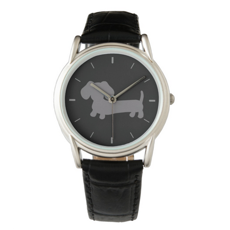 Black, Brown or Gray Dachshund Leather Watches, The Smoothe Store