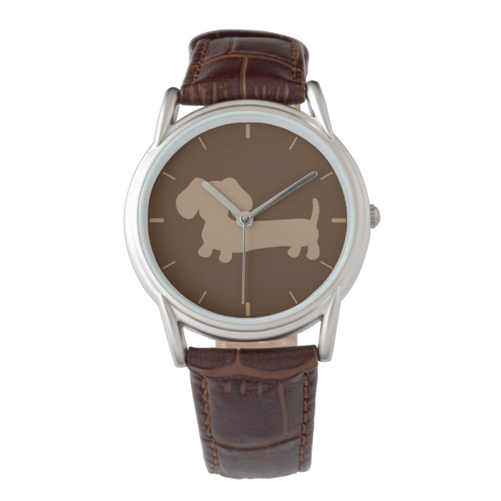 Black, Brown or Gray Dachshund Leather Watches, The Smoothe Store