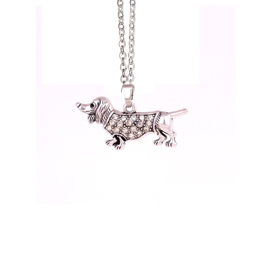 Wiener Dog Necklace | Vintage Inspired Pink or Clear