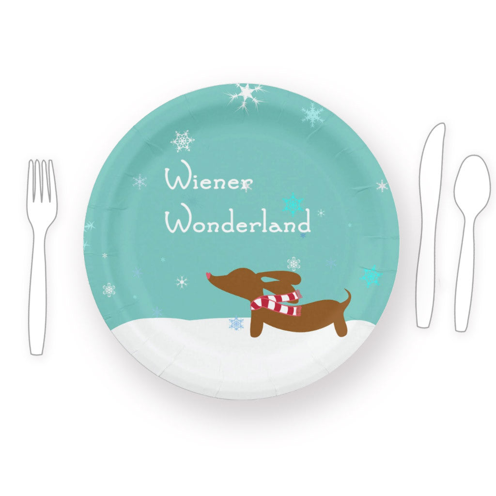 Wiener Wonderland Christmas Paper Plates, The Smoothe Store