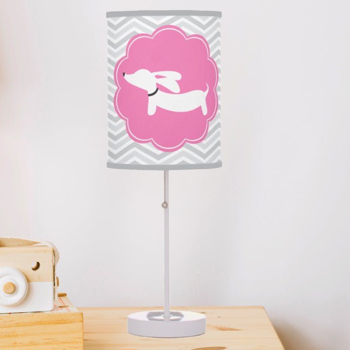 Dachshund Nursery Lamp - Pink and Grey