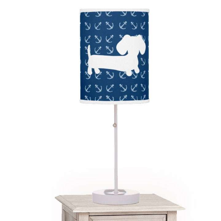 Navy, Brown or Nautical Dachshund Lamp