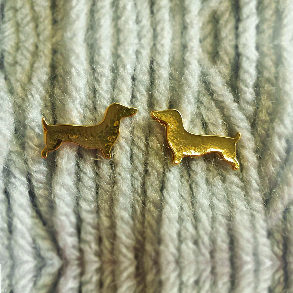 Dachshund Earrings | Gold-Toned Studs