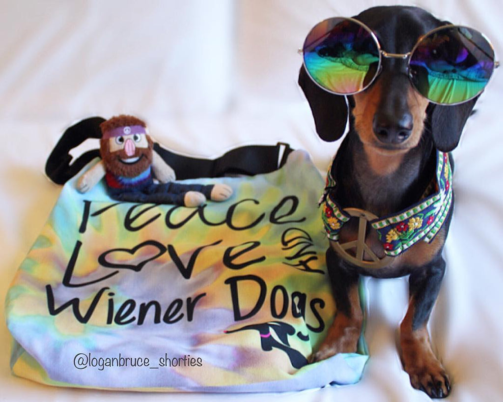 Peace Love & Wiener Dogs Tie Dye Tote Bag, The Smoothe Store