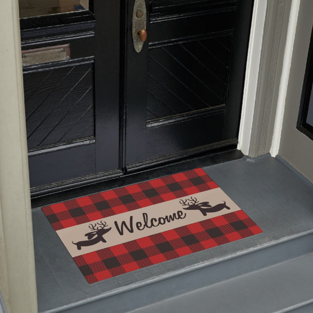 Welcome Buffalo Check Doormat