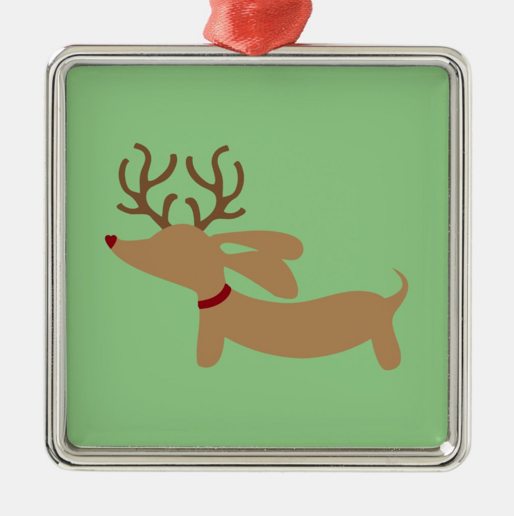 Reindeer Doxie Christmas Tree Ornaments