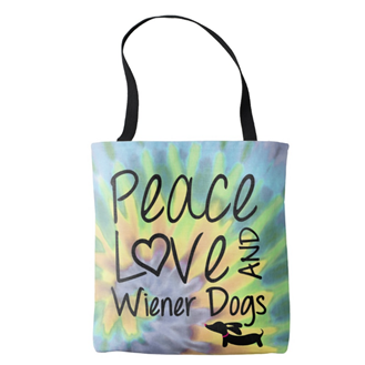 Peace Love & Wiener Dogs Tie Dye Tote Bag, The Smoothe Store